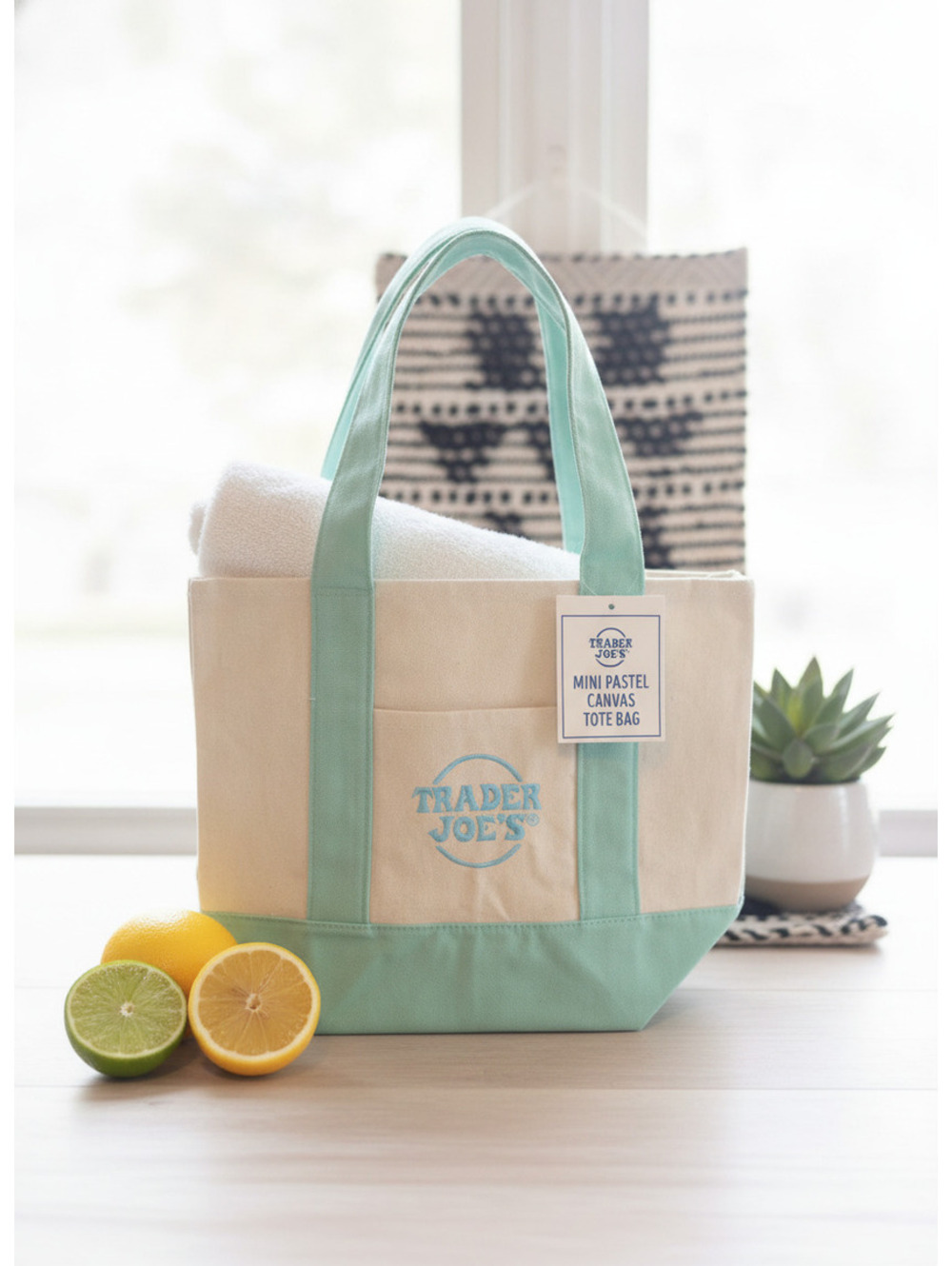 Trader Joe's Mini Pastel Canvas Tote Bag